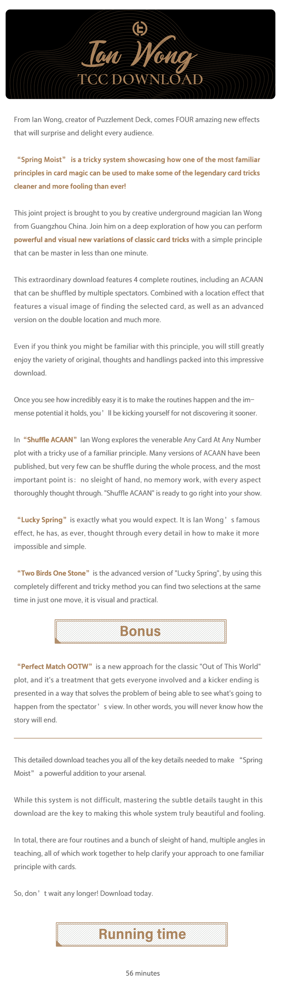 SPRING MOIST BY IAN WONG TCC (ENGLISH SUBTITLES) – TCC Magic